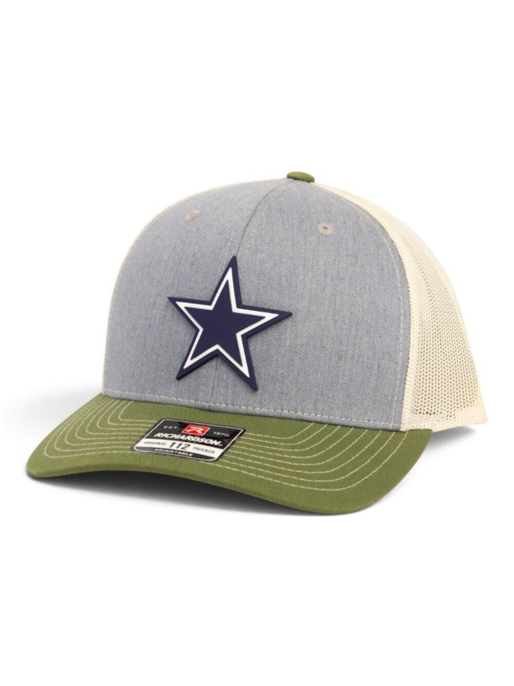 Dallas Cowboys 3D Snapback Trucker Hat- Heather Grey/ Birch/ Olive